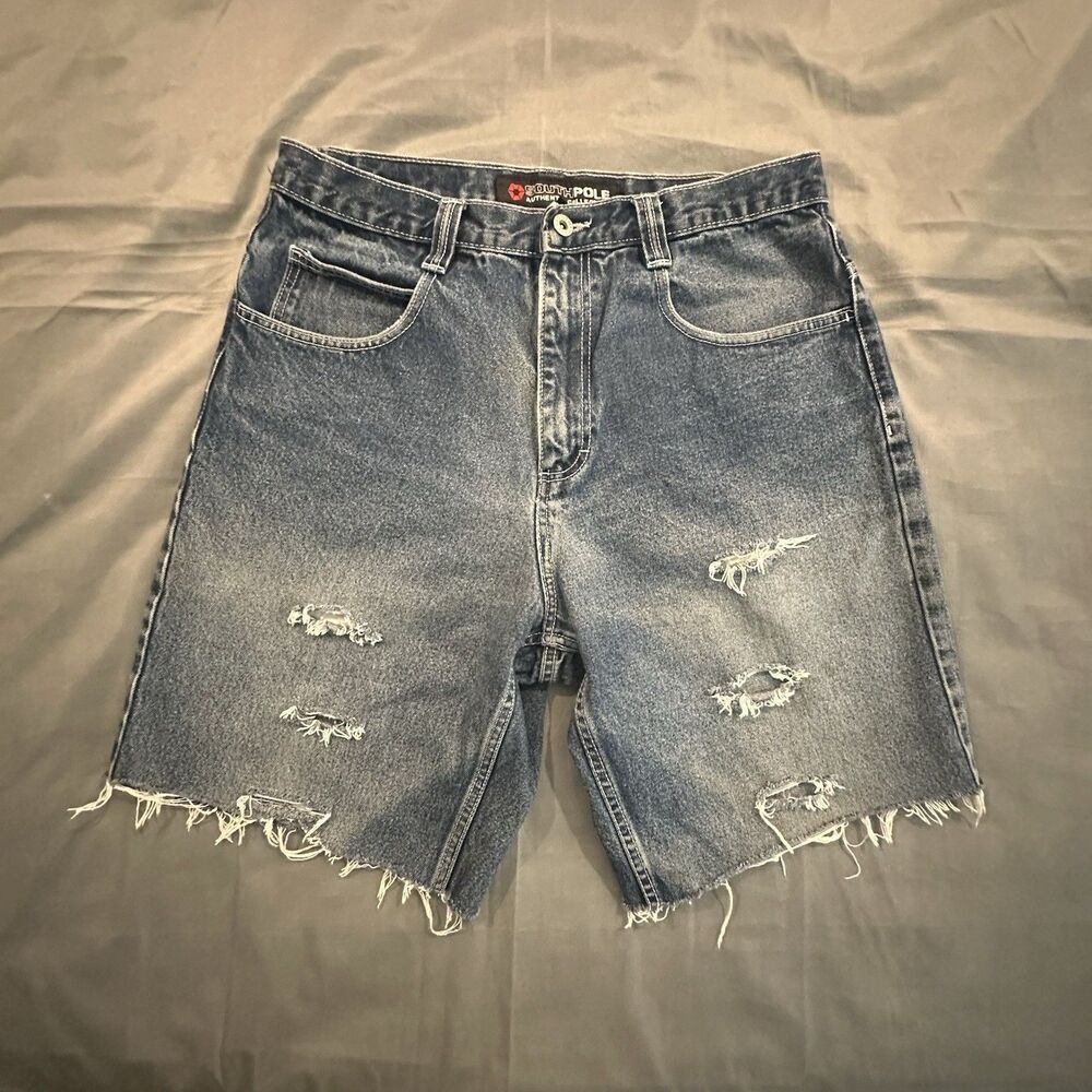 Vintage Southpole Shorts Mens 34 Cut Off Jorts Faded Denim Y2K Skater Distressed